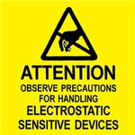 image of Desco Black on Yellow Square Static Warning Label - 2 in Width - 2 in Height - DESCO 06727