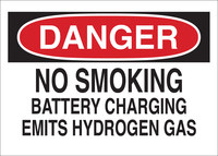 image of Brady B-555 Aluminum Rectangle White Battery Room Sign - 10 in Width x 7 in Height - 40897