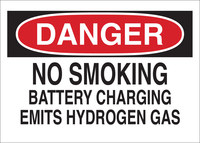 image of Brady B-302 Polyester Rectangle White Battery Room Sign - 10 in Width x 7 in Height - Laminated - 84428