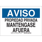 image of Brady B-302 Polyester Rectangle White Restricted Area Sign - 10 in Width x 7 in Height - Language Spanish - 37615