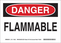 image of Brady B-563 High Density Polypropylene Rectangle White Flammable Material Sign - 10 in Width x 7 in Height - 116116
