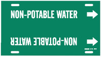 image of Brady 4351-H Strap-On Pipe Marker, 10 in to 15 in - Water - Plastic - White on Green - B-915 - 67758