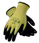 image of PIP G-Tek KEV 09-K1450 Black/Yellow Medium Cut-Resistant Gloves - ANSI A2 Cut Resistance - Nitrile Palm & Fingers Coating - 9.1 in Length - 09-K1450/M