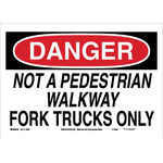 image of Brady B-558 Recycled Film Rectangle White Truck & Forklift Warehouse Traffic Sign - 14 in Width x 10 in Height - 118203