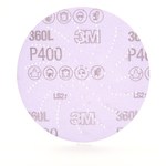 image of 3M Hookit 360L Coated Aluminum Oxide Purple Hook & Loop Disc - Film Backing - 3 mil Weight - P400 Grit - Extra Fine - 5 in Diameter - 01708