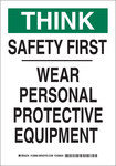 image of Brady B-555 Aluminum Rectangle White PPE Sign - 7 in Width x 10 in Height - 128958