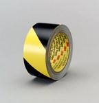 image of 3M 5702 Black / Yellow Warning Tape - Pattern/Text = Striped - 1 in Width x 36 yd Length - 5.4 mil Thick - 42892