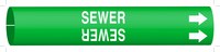 image of Brady 4272-H Strap-On Pipe Marker, 10 in to 15 in - Sewer - Plastic - White on Green - B-915 - 59483