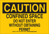 image of Brady B-555 Aluminum Rectangle Yellow Confined Space Sign - 10 in Width x 7 in Height - 126726