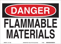 image of Brady B-563 High Density Polypropylene Rectangle White Flammable Material Sign - 10 in Width x 7 in Height - 116165