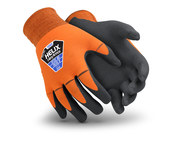 image of HexArmor Helix 1092 Orange/Black 9 Nylon Knit Work Gloves - ANSI A1 Cut Resistance - Nitrile Foam Palm & Fingers Coating - 1092-L (9)