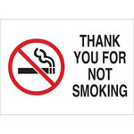 image of Brady B-120 Fiberglass Reinforced Polyester Rectangle White No Smoking Sign - 14 in Width x 10 in Height - 72341