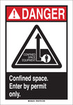 image of Brady B-302 Polyester Rectangle White Confined Space Sign - 10 in Width x 14 in Height - Laminated - 45118