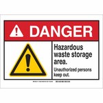 image of Brady B-120 Fiberglass Rectangle White Hazardous Material Sign - 14 in Width x 10 in Height - Flame-Retardant - 144639