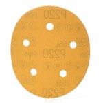 image of 3M Hookit 255L Coated Aluminum Oxide Yellow Hook & Loop Disc - Film Backing - 2 mil Weight - P220 Grit - Very Fine - 5 in Diameter - 01062
