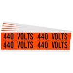 image of Brady 152369 Black on Orange Rectangle Vinyl Cloth Conduit & Voltage Label - 4.125 in Width - 1.125 in Height - B-498