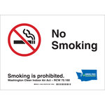 image of Brady B-302 Polyester Rectangle Green No Smoking Sign - 14 in Width x 10 in Height - Laminated - 104952