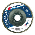 image of Weiler Tiger Paw Type 27/Flat Flap Disc 51195 - Alumina Zirconia - 5 in - 40 - Coarse