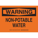 image of Brady B-555 Aluminum Rectangle Orange Water Sanitation Sign - 10 in Width x 7 in Height - 126588