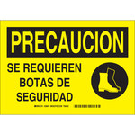 image of Brady B-120 Fiberglass Reinforced Polyester Rectangle Yellow PPE Sign - Language English / Spanish - 39849