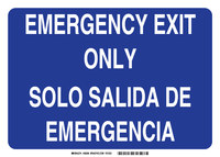 image of Brady B-555 Aluminum Rectangle Blue Emergency Exit Sign - 14 in Width x 10 in Height - Language English / Spanish - 38306
