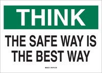 image of Brady B-555 Aluminum Rectangle White Safety Awareness Sign - 14 in Width x 10 in Height - 42917