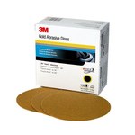 image of 3M Hookit Coated Aluminum Oxide Yellow Hook & Loop Disc - Paper Backing - C Weight - P180 Grit - Very Fine - 6 in Diameter - 00979