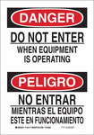image of Brady B-555 Aluminum Rectangle White Equipment Safety Sign - 7 in Width x 10 in Height - Language English / Spanish - 124115
