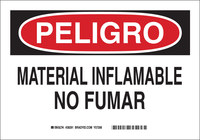 image of Brady B-555 Aluminum Rectangle White Flammable Material Sign - 14 in Width x 10 in Height - Language Spanish - 38291