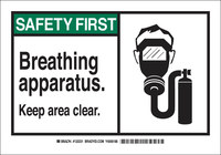 image of Brady B-401 Polystyrene Rectangle White Breathing Apparatus Sign - 10 in Width x 7 in Height - 132231
