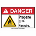 image of Brady B-120 Fiberglass Rectangle White Flammable Material Sign - 14 in Width x 10 in Height - Flame-Retardant - 145233
