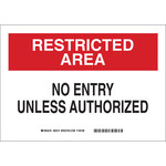 image of Brady B-401 High Impact Polystyrene Rectangle White Restricted Area Sign - 14 in Width x 10 in Height - 95472