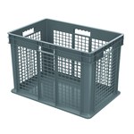 image of Akro-Mils 37676 Straight Wall Container - Gray - Industrial Grade Polymer - 23 3/4 in x 15 3/4 in x 16 1/8 in - 37676 GREY