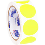 image of Tape Logic DL612L Blank Circle Inventory Labels - Paper - Fluorescent Yellow - 10422