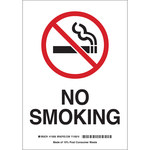 image of Brady B-563 High Density Polypropylene Rectangle White No Smoking Sign - 10 in Width x 14 in Height - 116091