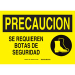 image of Brady B-120 Fiberglass Reinforced Polyester Rectangle Yellow PPE Sign - Language English / Spanish - 39871