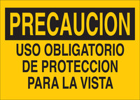 image of Brady B-401 Polystyrene Rectangle Yellow PPE Sign - 14 in Width x 10 in Height - Language Spanish - 39148