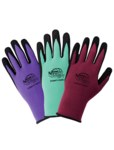 image of Global Glove Tsunami Grip XFT Purple, Turquoise, Cranberry 10(XL) Nylon/Spandex General Purpose Gloves - Level A1 Cut Resistance - Nitrile Palm Coating - 578XFT-10(XL)