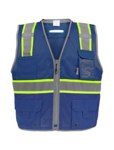 image of Global Glove FrogWear HV High-Visibility Surveyor's Vest GLO-067B-LG - Size Large - Blue & High-Visibility Yellow/Green - GLO-067B LG