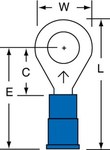 image of 3M Scotchlok MVU14-14R/SX Blue Butted Vinyl Butted Ring Terminal - 1.08 in Length - 0.47 in0.47 in Wide - 0.07 in Inside Diameter - 1/4 in Stud - 58820