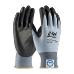 image of PIP G-Tek 3GX 19-D318 Blue/Black Medium Cut-Resistant Gloves - ANSI A2 Cut Resistance - Polyurethane Palm & Fingertips Coating - 8.9 in Length - 19-D318/M