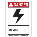 image of Brady Fiberglass Reinforced Polyester Rectangle White Electrical Safety Sign - 7 in Width x 10 in Height - 45023