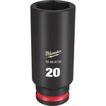 image of Milwaukee SHOCKWAVE Impact Duty 49-66-6738 6 Point 20 mm Deep Socket - Forged Steel - 3/8 in Drive - 2.56 in Length - 59599