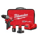 image of Milwaukee M12 FUEL Hammer Drill/Driver Kit 3404-22 - 1/2 in Chuck - 2.6 lb - M12 REDLITHIUM Battery