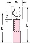 image of 3M Scotchlok MH18-10FLX Red Locking Brazed Fork & Spade Terminal - 1 in Length - 0.32 in Wide - 0.32 in Fork Width - 0.07 in Inside Diameter - #10 Stud - 58915