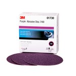 image of 3M Imperial Hookit 740I Coated Ceramic Purple Hook & Loop Disc - Paper Backing - E Weight - 36 Grit - Very Coarse - 5 in Diameter - 01730