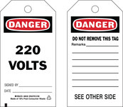 image of Brady 86539 Black / Red on White Polyester Equipment Safety Tag - 3 in Width - 5 3/4 in Height - B-851