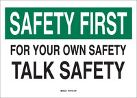 image of Brady B-555 Aluminum Rectangle White Safety Awareness Sign - 14 in Width x 10 in Height - 42891