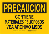 image of Brady B-401 Polystyrene Rectangle Yellow MSDS Sign - 14 in Width x 10 in Height - Language Spanish - 39126