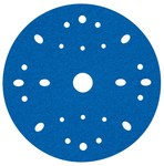 image of 3M Hookit Blue Sanding Ceramic Aluminum Oxide Hook & Loop Disc - 6 in Diameter Multi-Hole Vacuum Holes - 36170